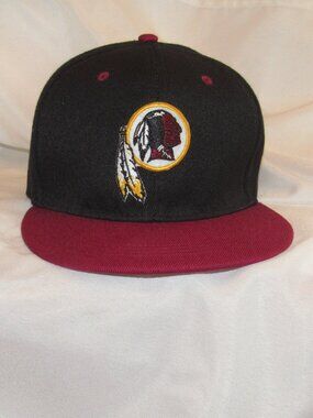 Washington Redskins Black/Scarlett Snap-Back Cap OS Vintage Cotton Blend EUC